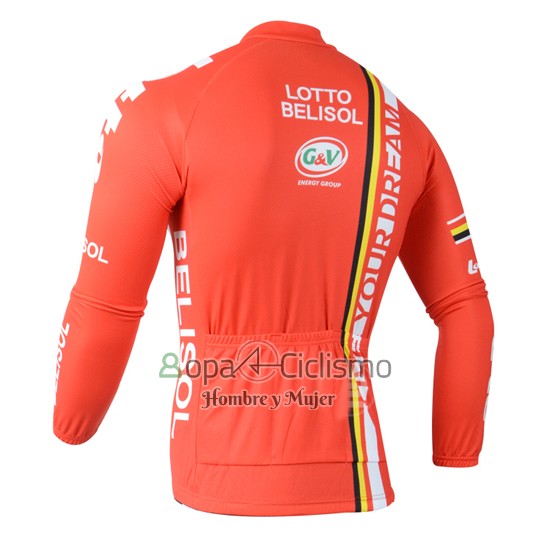 Lotto Belisol Ropa Ciclismo Culotte Largo 2014 Mangas Largas Naranja